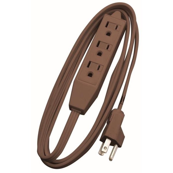 Cci 0 Extension Cord, 16 AWG Cable, 8 ft L, 13 A, 125 V, Brown 608